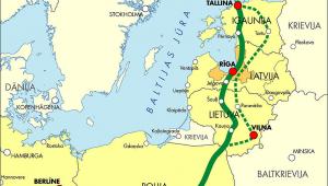 Transeuropejski szlak Rail Baltica, łączący Helsinki, Tallin, Rygę, Wilno, Warszawę i Berlin. Źródło: Ministerstwo transportu i komunikacji Łotwy
